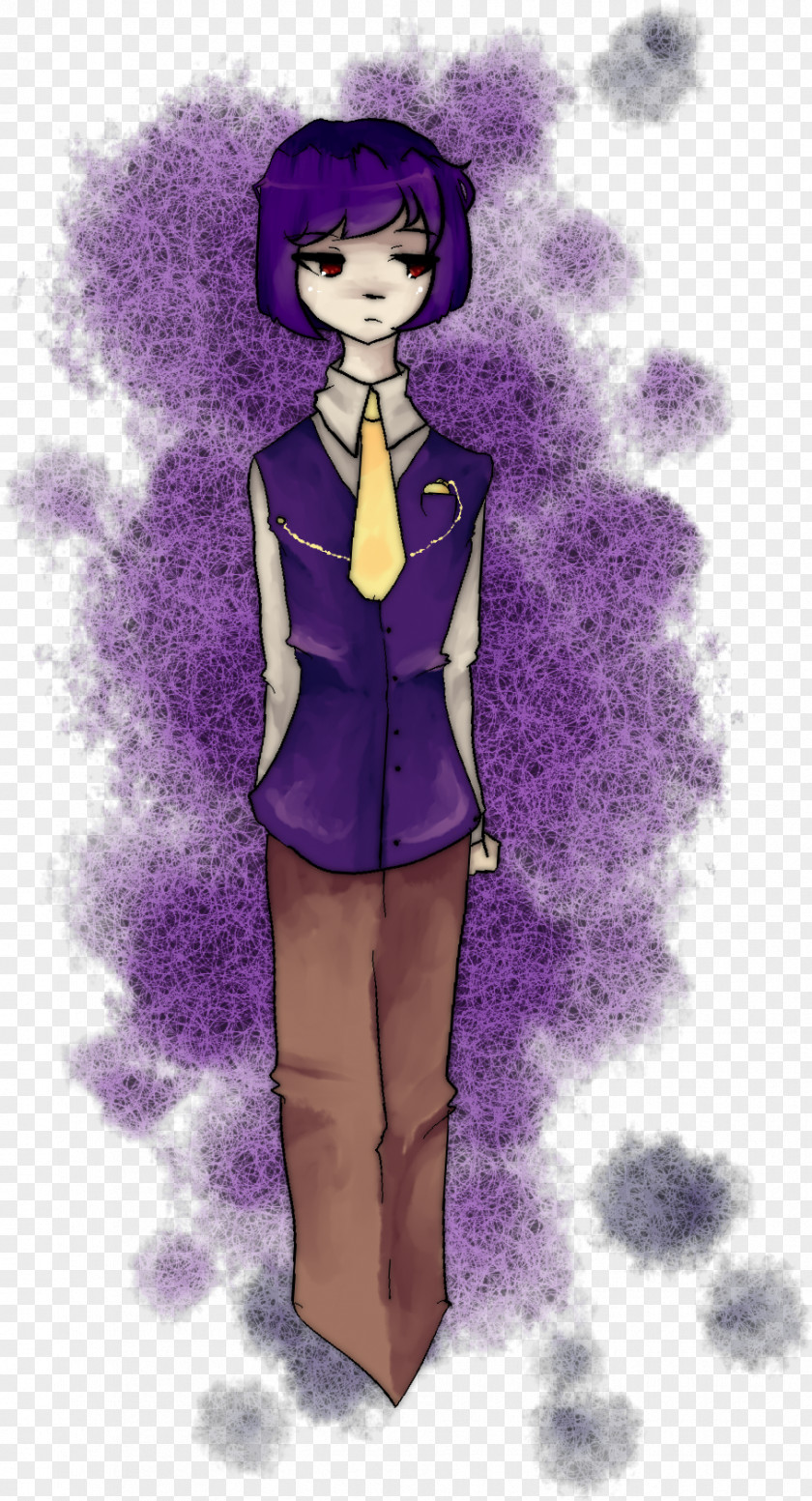 Purple Black Hair Cartoon Character PNG
