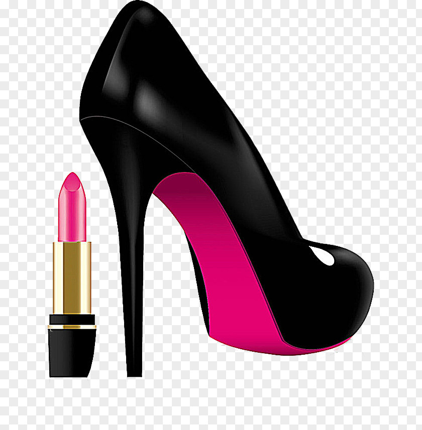 Black High Heels And Lipstick High-heeled Footwear Shoe Royalty-free PNG