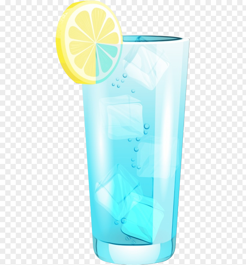 Glass Cocktail Highball Drink Aqua Blue Lagoon Drinkware PNG
