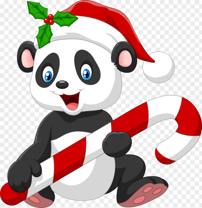 Panda Christmas Giant Santa Claus Candy Cane Bear PNG