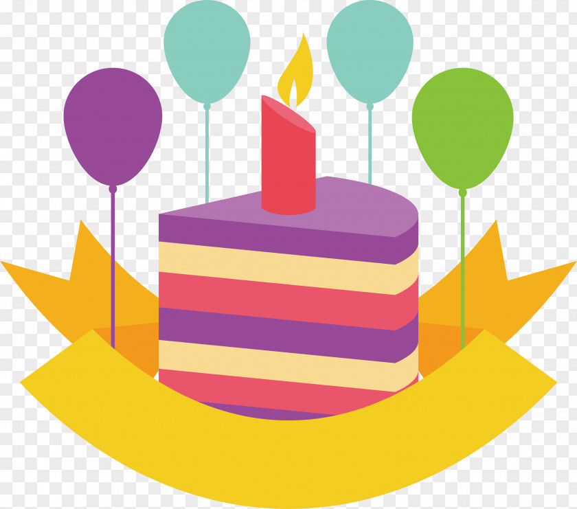 A Balloon Decorated With Cake Labels Birthday PNG