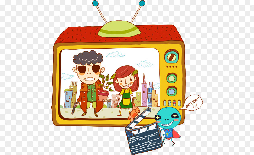 Hand-painted Cartoon TV Photography Television Illustration PNG