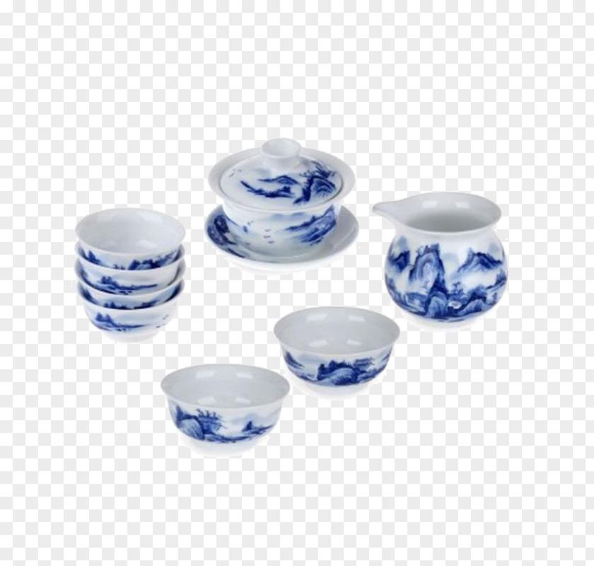 Porcelain Tea Ceramic Blue And White Pottery PNG