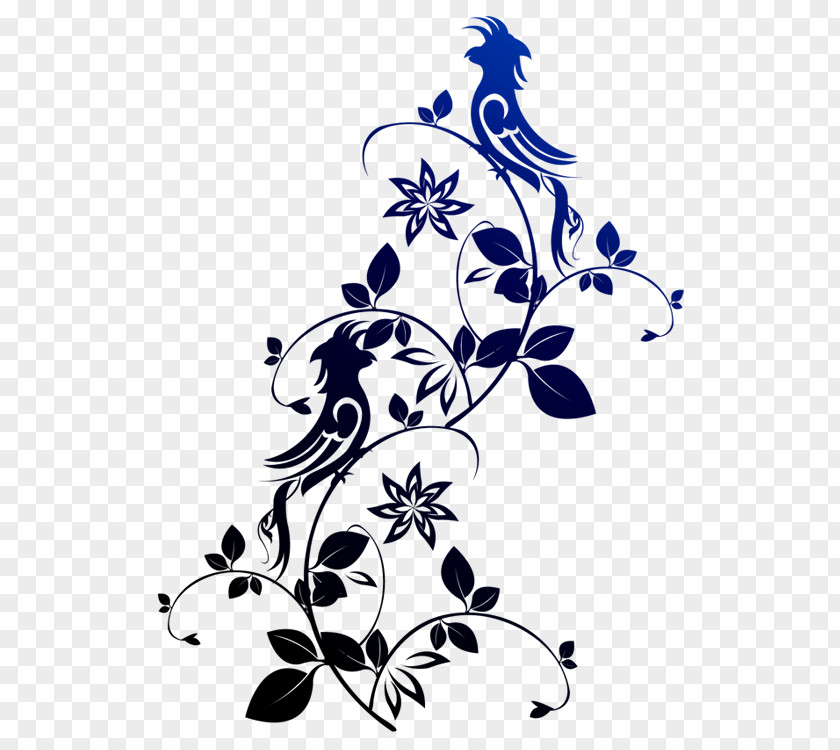 Silhouette Pattern Material Bird Flower PNG