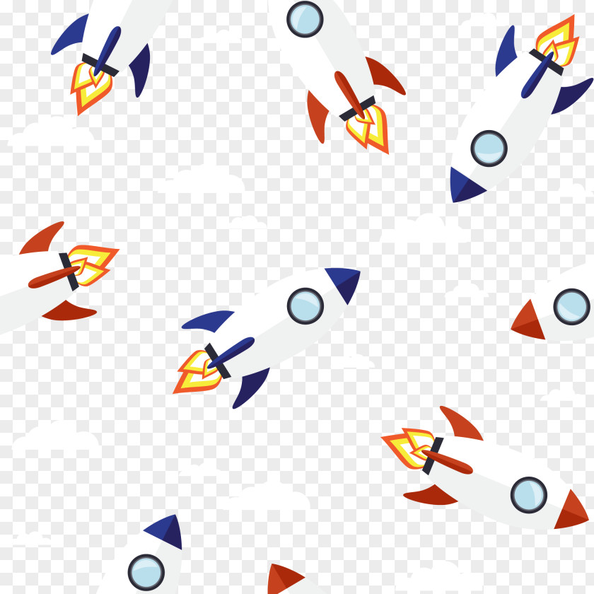 Vector Rocket With White Clouds Euclidean Drawing Vecteur Illustration PNG