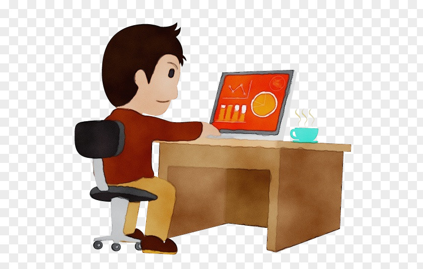 Desktop Computer Laptop Watercolor Cartoon PNG