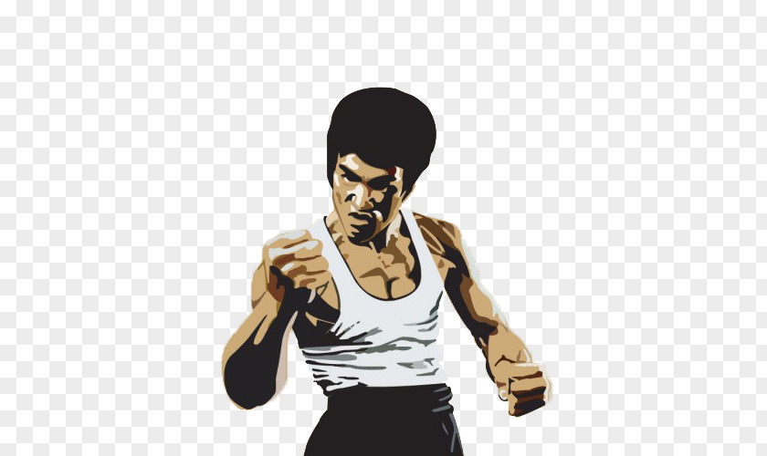 A Bruce Lee Cartoon Style Martial Arts Striking Thoughts Lee's Fighting Method 1080p Wallpaper PNG