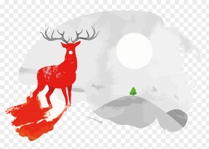 Deer Sunset Reindeer Graphic Design Illustration PNG
