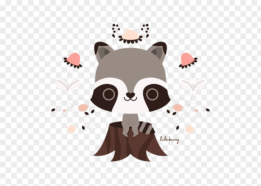 Cute Cartoon Koala Stumps Raccoon Puppy Drawing Illustration PNG