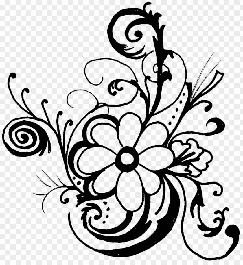Tropical Line Cliparts Flower Black And White Clip Art PNG