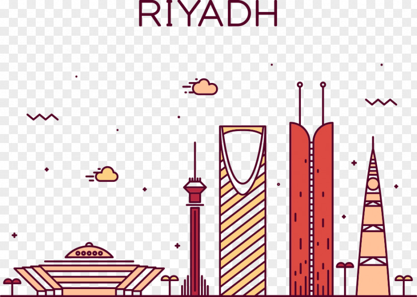 Vector Construction Riyadh Skyline Drawing Stock Illustration PNG