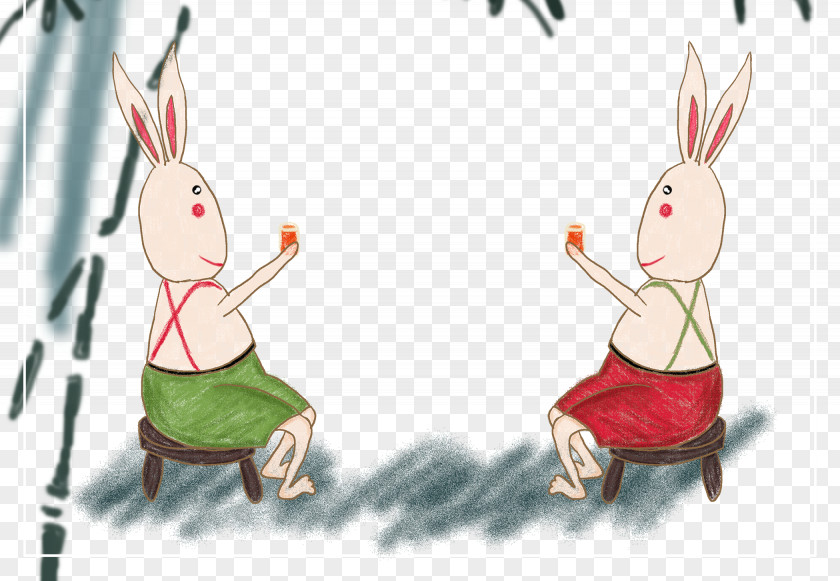 Water Rabbit Drawing Cartoon Illustration PNG