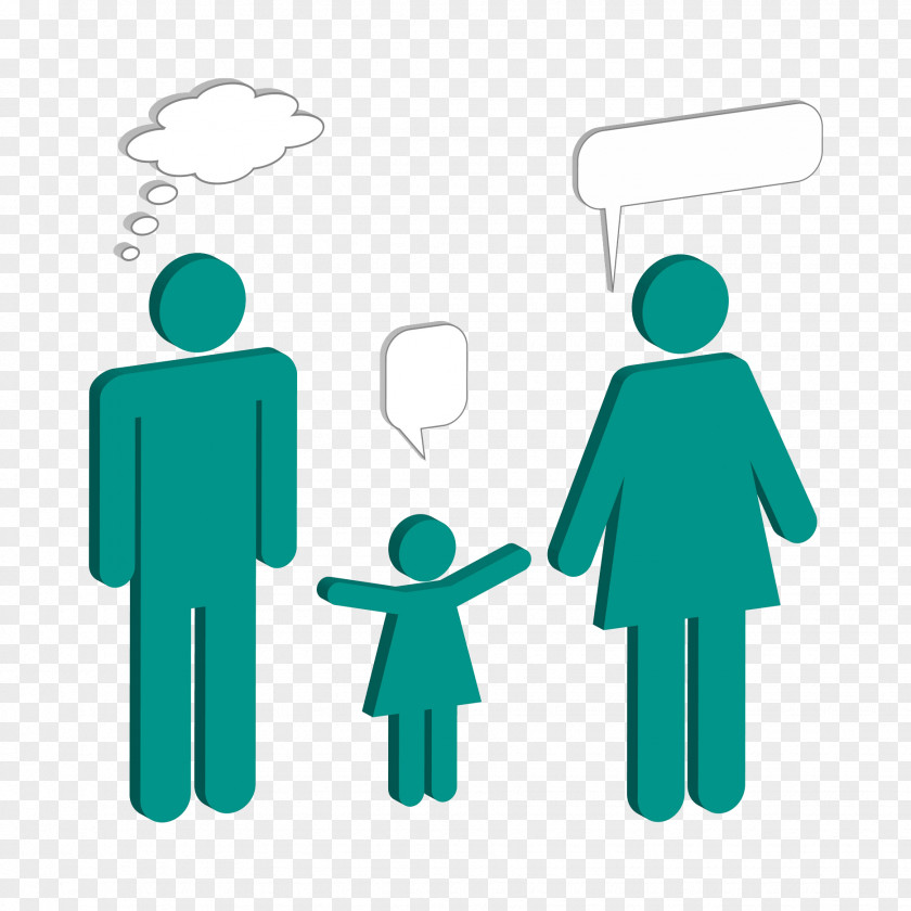 A Family Of Words Bubbling Over Their Heads Child Woman Illustration PNG