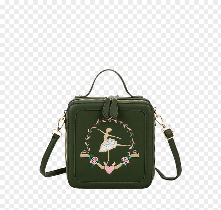 Blackish Green Handbag Tote Bag Leather Embroidery PNG