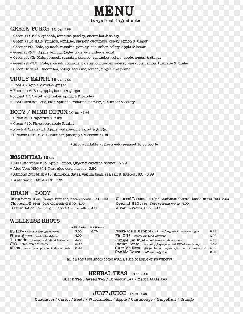 Menu Juice Document Line PNG