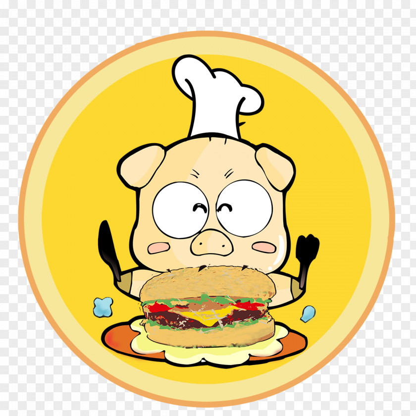 Pork Chop Bun Logo Material Domestic Pig Clip Art PNG