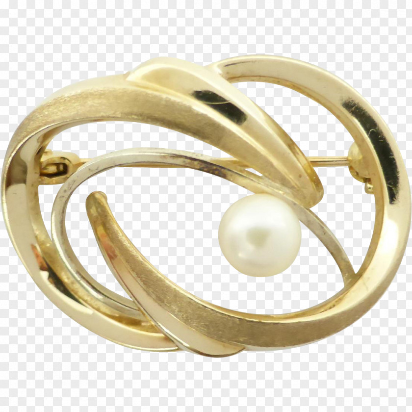 Gold Akoya Pearl Oyster Brooch Silver PNG