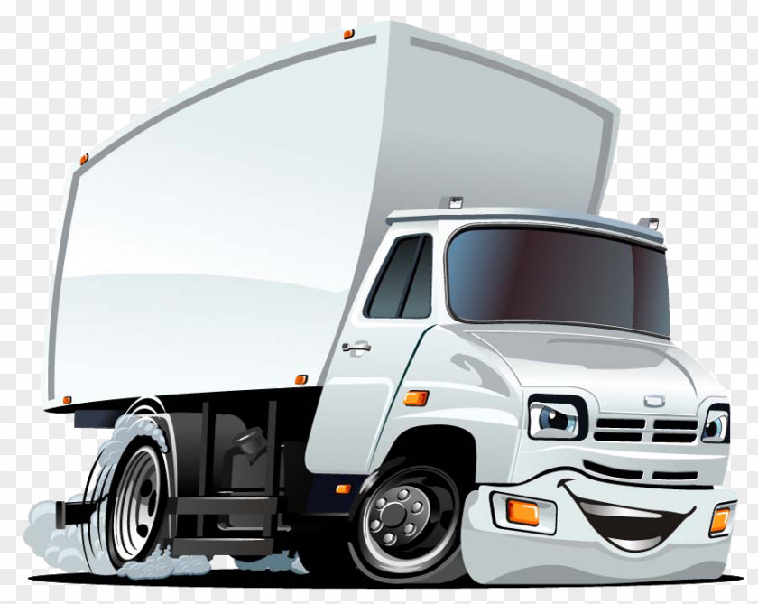 Hand-drawn Cartoon Smiling Truck Van Drawing Euclidean Vector PNG