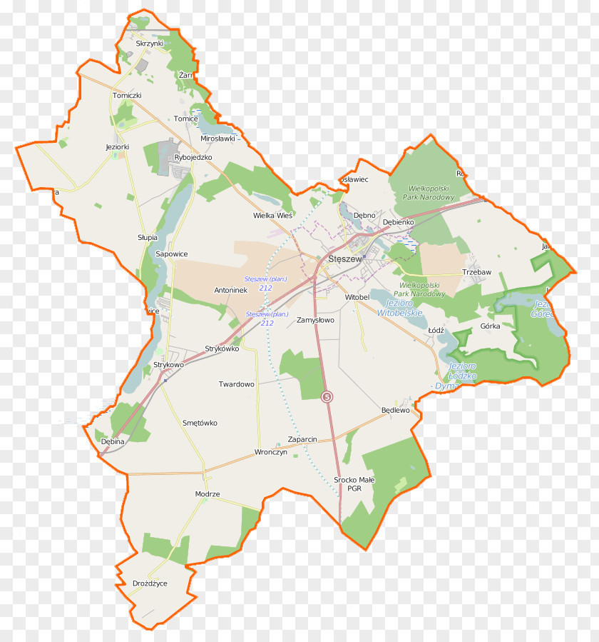 Map Jeziorki, Poznań County Modrze Trzebaw, Greater Poland Voivodeship Strykowo Tomice, PNG