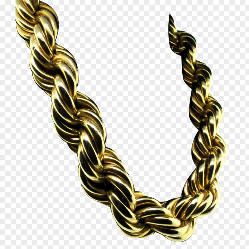 Rope Chain Necklace Jewellery Gold PNG