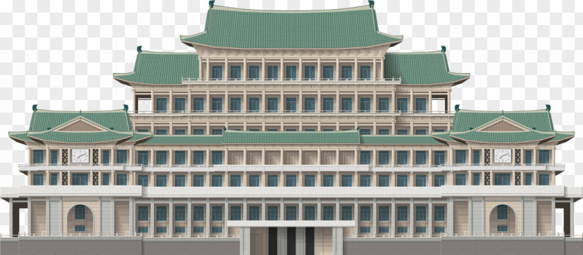 Korean House Grand People's Study Facade Juche Tower Building Monument PNG
