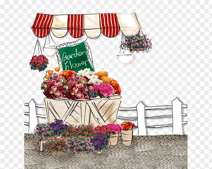 Cartoon Flower Shop Floristry Wall Photography PNG