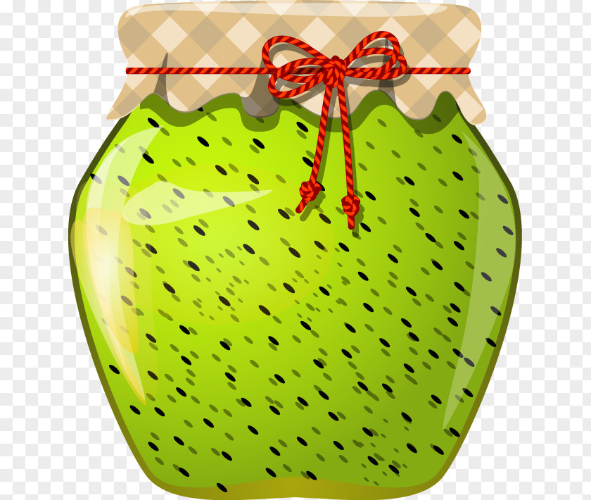 Jar Painted Green Plaid Cap Marmalade Fruit Preserves Strawberry PNG