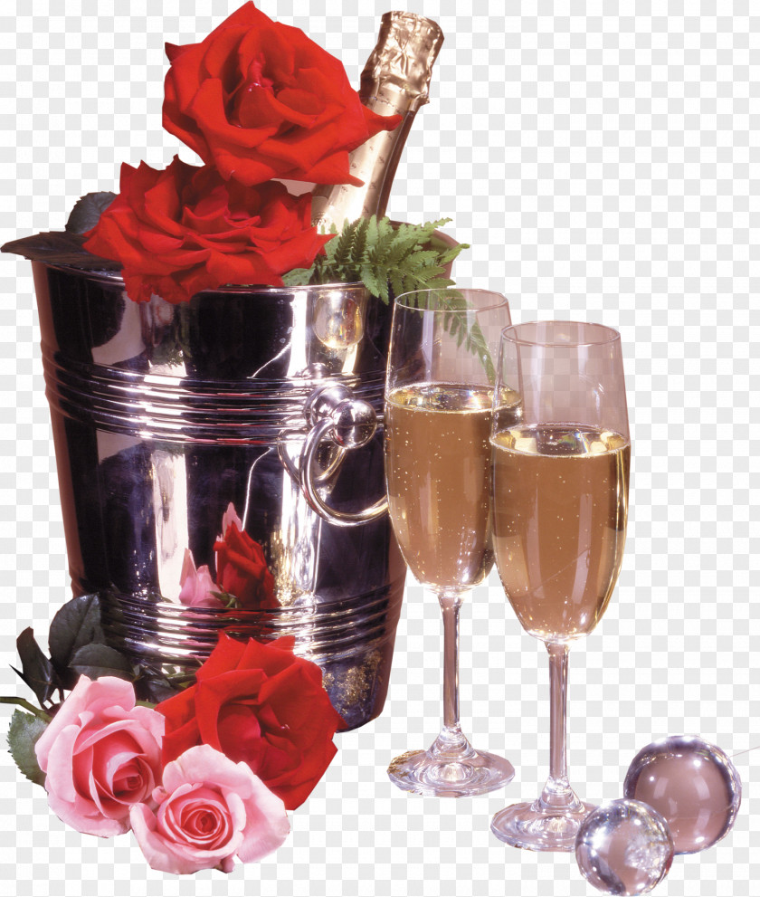 Champagne Happy Birthday To You Wish Flower Bouquet Party PNG