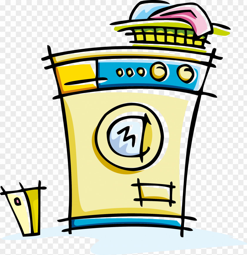 Hand Painted Washing Machine Diagram Laundry Home Appliance Clip Art PNG