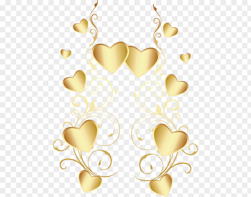 Heart-shaped, Gold Material Taobao, Valentine's Day Element Heart PNG