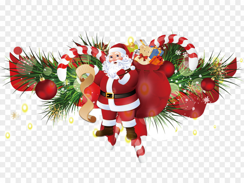 Santa Claus Carrying A Gift Christmas Ornament PNG