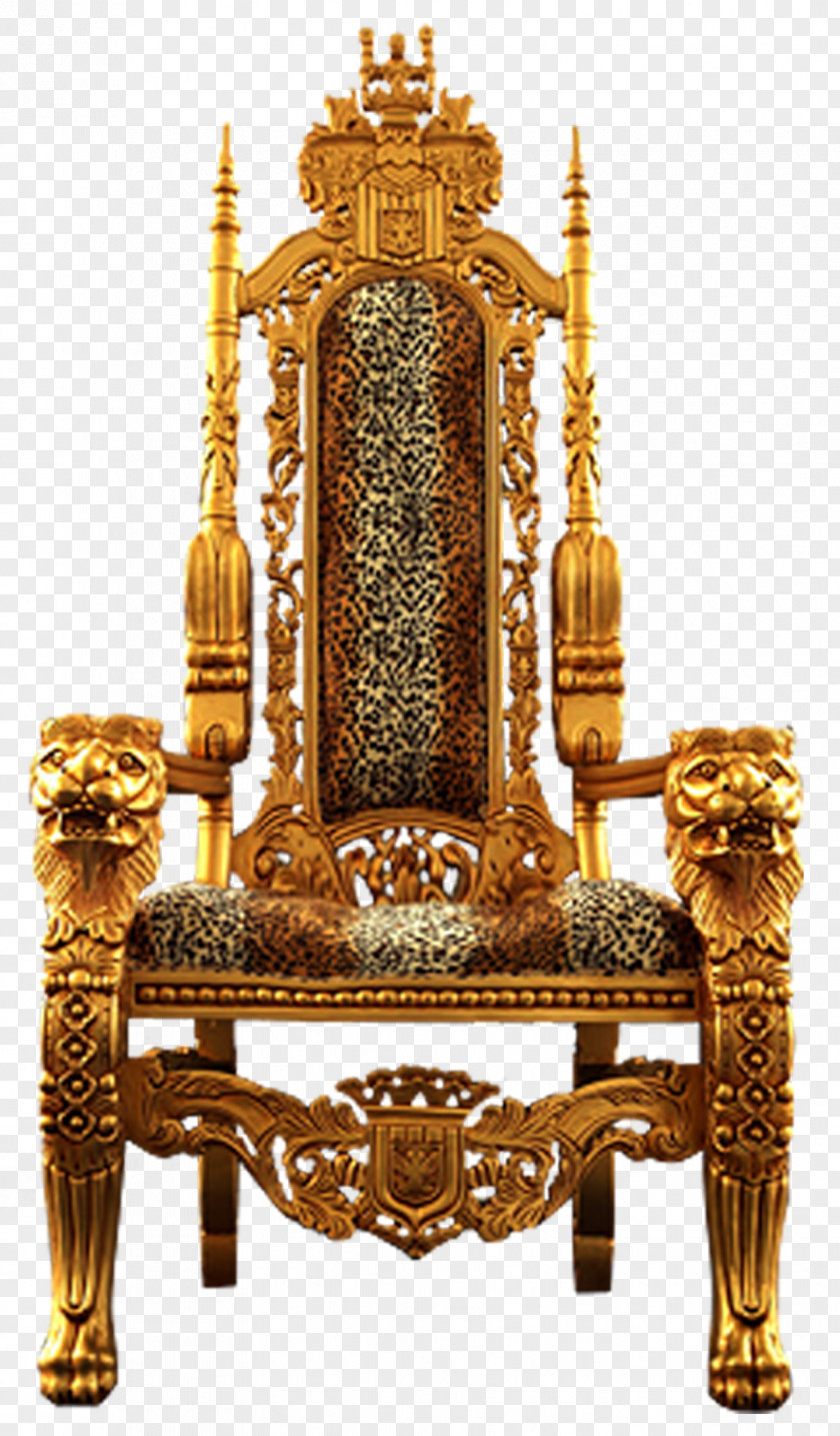Throne Icon PNG Icon, Retro throne golden, brown and gray wooden armchair clipart PNG