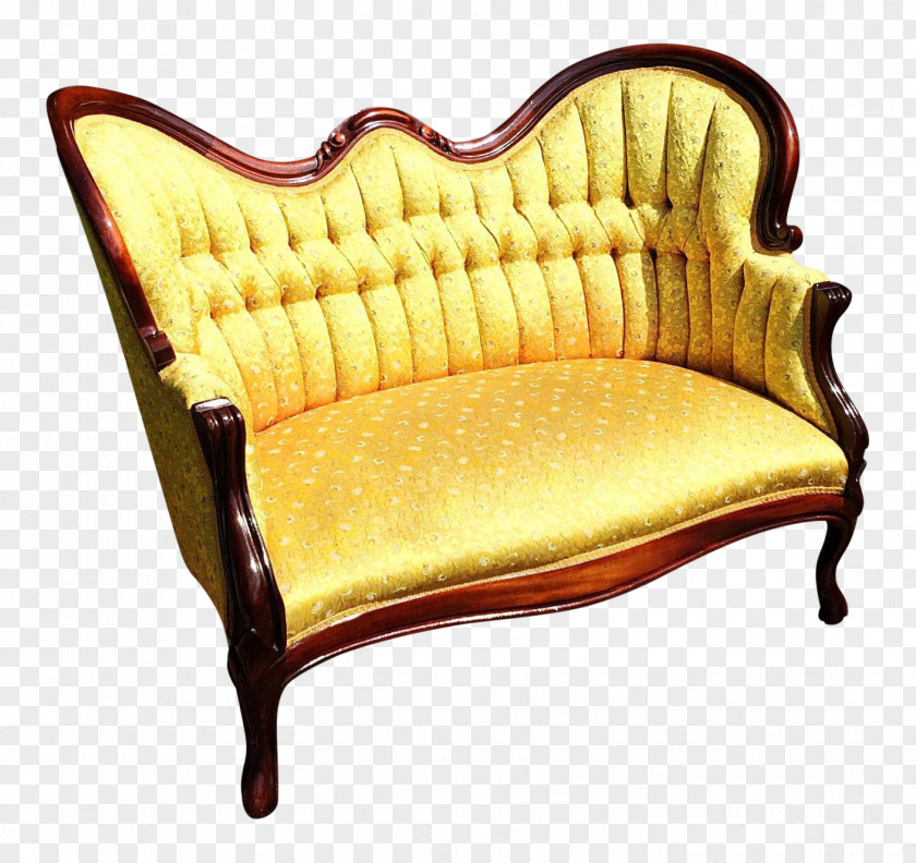 Mahogany Loveseat Couch Tufting Upholstery Chair PNG