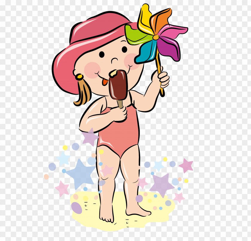 Cartoon Child Vector Beach Clip Art PNG