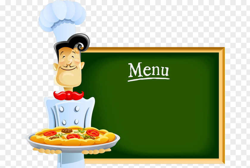 Chef With Menu Cartoon Pizza PNG