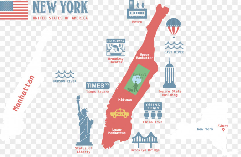 Scenic Map Of The United States Manhattan Vector City PNG