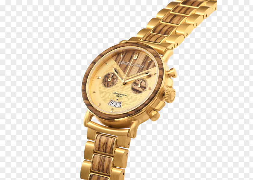 Watch Strap Gold Chronograph Wood PNG