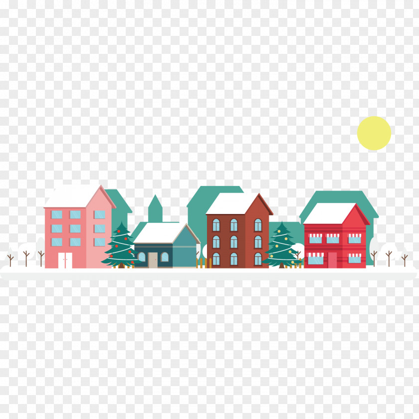 Winter Town Landscape Graphics PNG