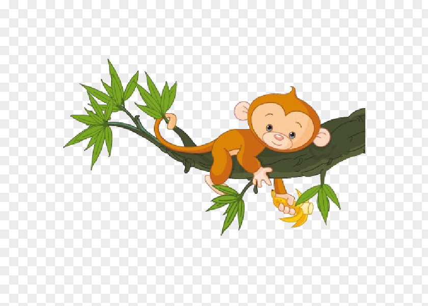 Cute Monkey Tree Clip Art PNG