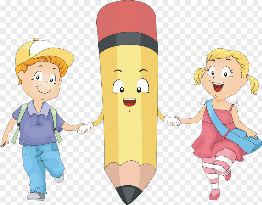 And Pencils To School Together Pencil Child Drawing Clip Art PNG