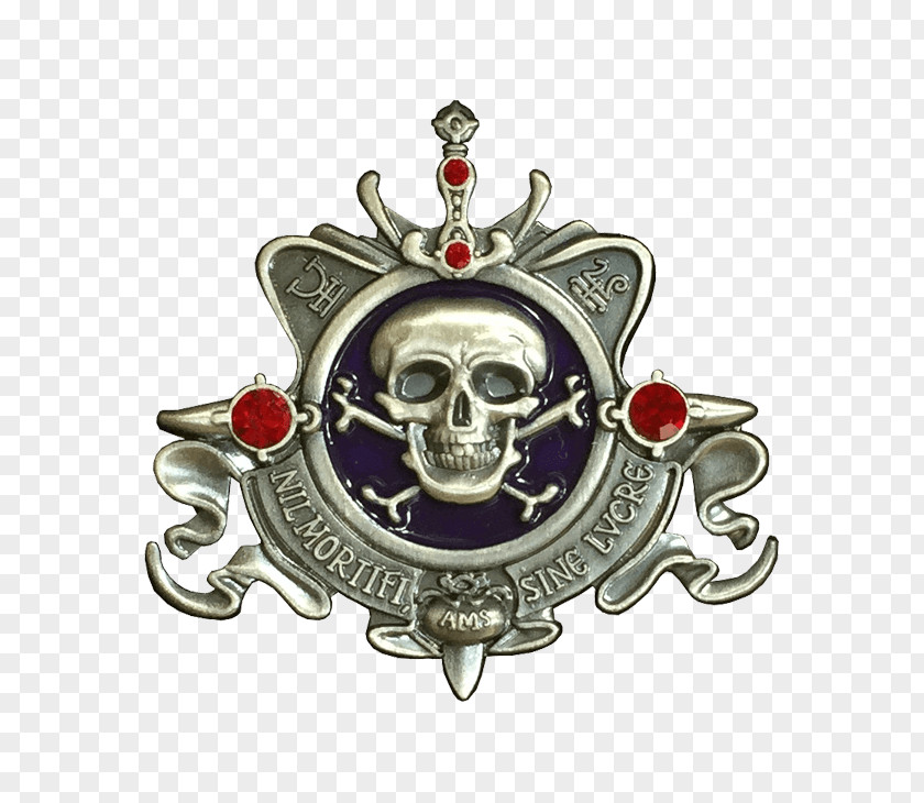 Arrogant Badge Pendant Silver Skull PNG