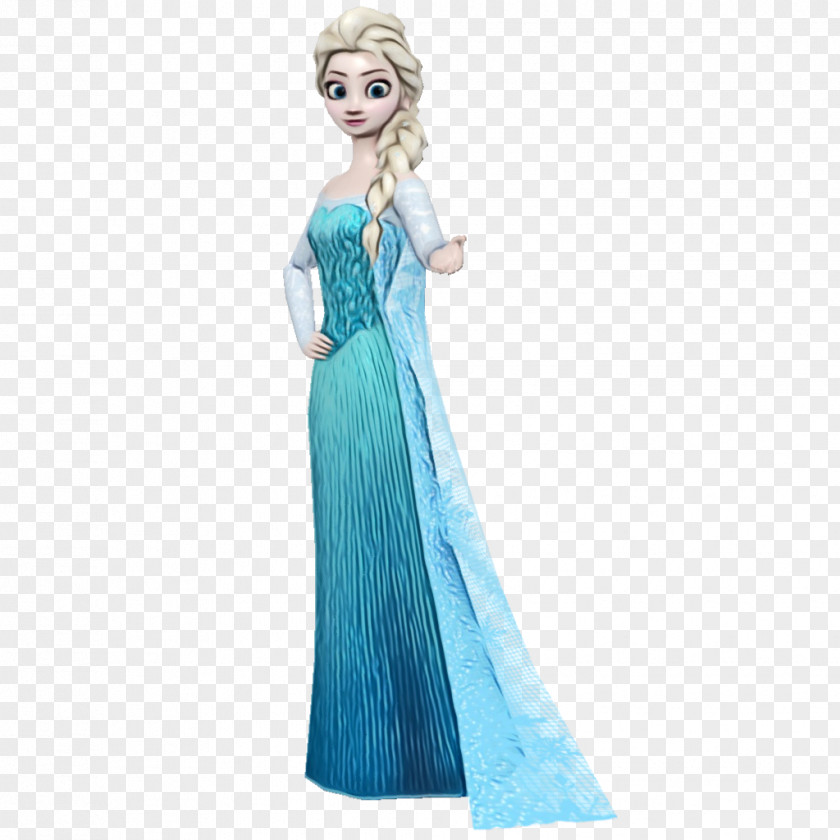 Barbie Figurine Clothing Blue Dress Doll Gown PNG