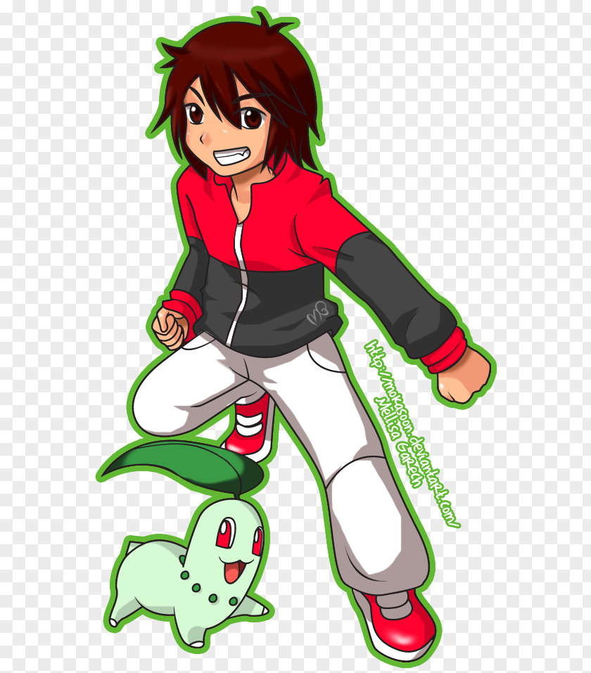 Pokémon Trainer Drawing Chikorita PNG