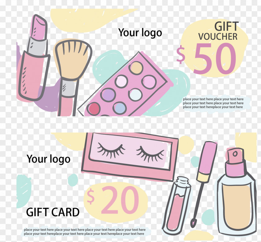 Hand-painted Cosmetics Discount Card PNG