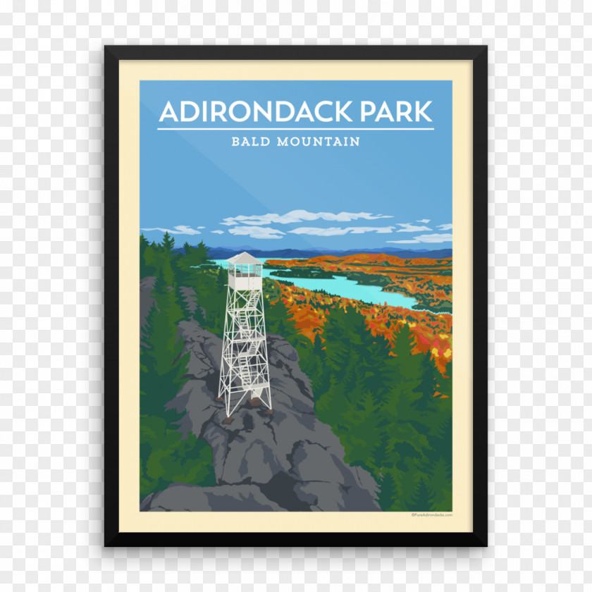 Vintage Poster Adirondack Park Bald Mountain High Peaks Whiteface PNG