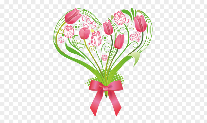 Heart Album Tulip Flower Illustration PNG