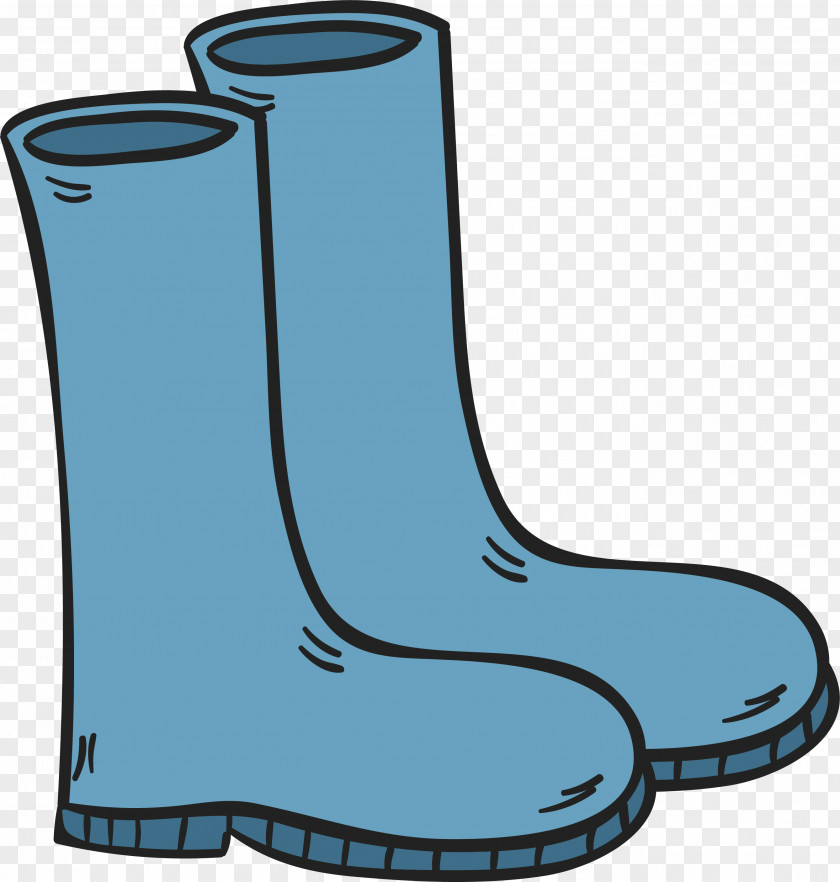 Painted Blue Boots Autumn Rain Clip Art PNG