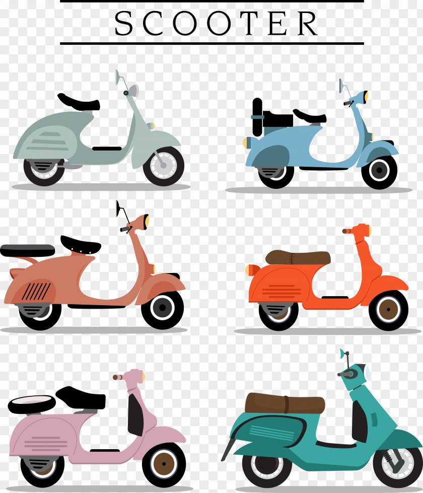 Retro Scooter Vespa Bicycle Clip Art PNG