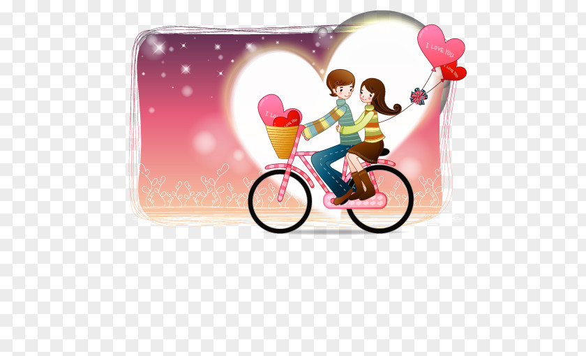 Couple Cycling Cartoon Drawing Romance PNG