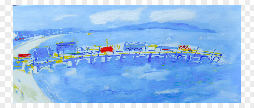 Painting Santa Monica Pier Watercolor Barbara 09738 PNG